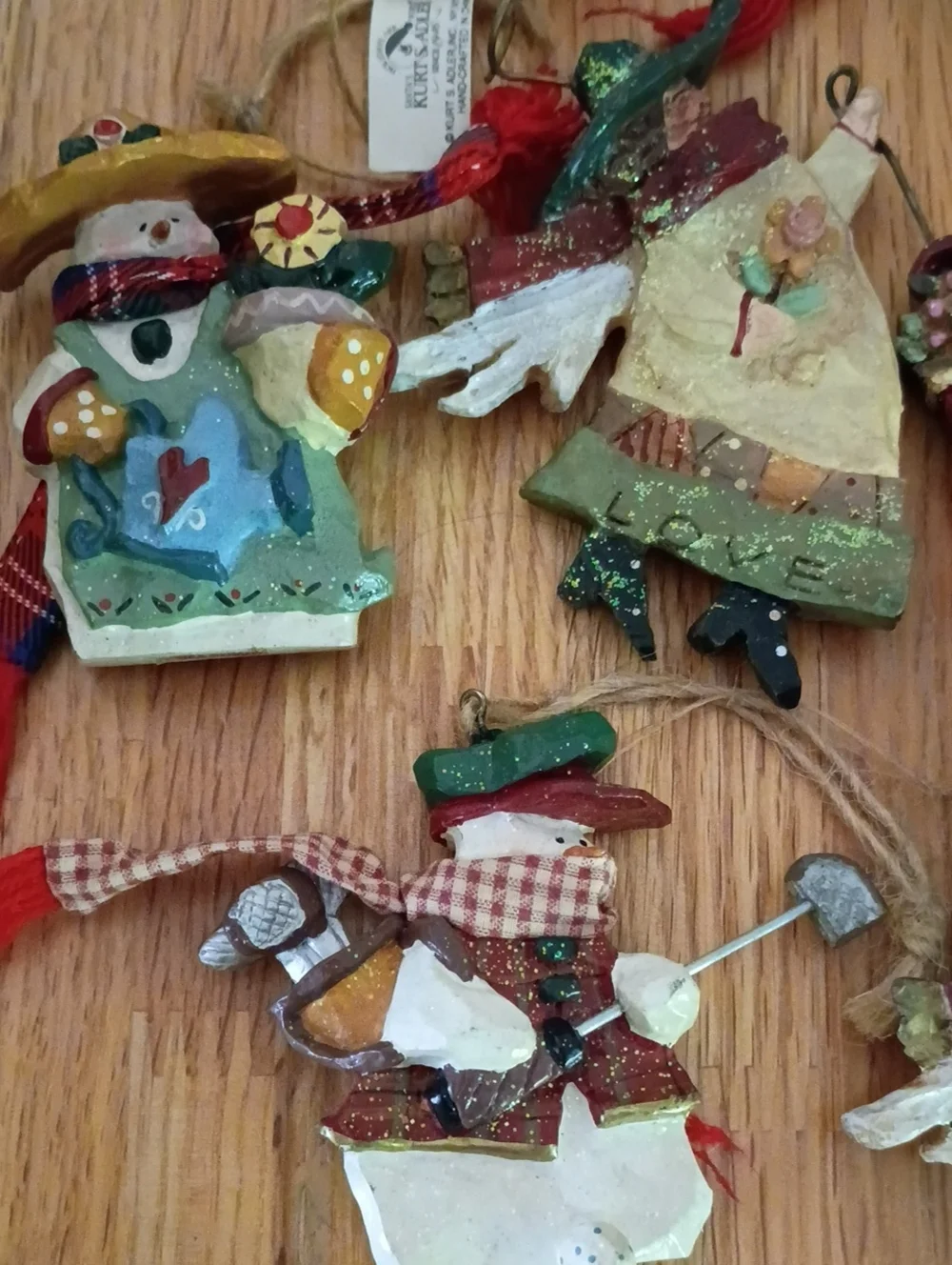 Kurt Adler Mixed Rustic Folk Christmas Ornaments - Assorted Red, Green, White